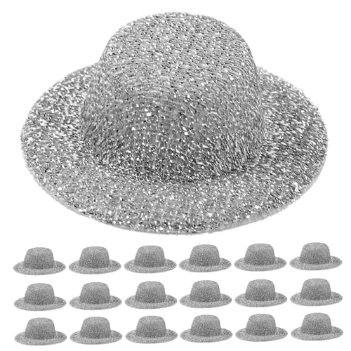 minkissy 20 Stück Teiliges Mini Jazz Hüte Silber Langlebige Tragbare Mini Hut Dekoration für Puppen DIY Bastelzubehör Vielseitig Einsetzbar für Puppenhaus Partydekoration Miniaturhüte von minkissy