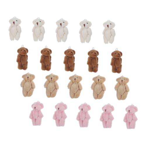 minkissy 20 Stück Teiliges Mini Plüschbär Kleine Bunte Kuscheltiere Weiche Miniatur Bären als Schlüsselanhänger und Accessoire als Shower Geschenke und Partyfüllungen von minkissy