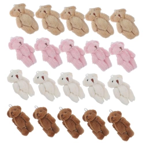 minkissy 20 Stück Teiliges Mini Plüschbären Weich Kleine Kuscheltieranhänger Bunte Mini Bären für DIY Schlüsselanhänger Shower Geburtstagsfeier Tischdeko von minkissy