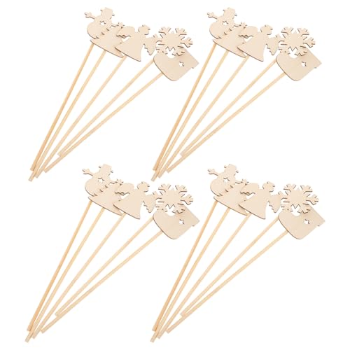 minkissy 20 Stück Weihnachtszauberstäbe zum Bemalen Schneeflocken Weihnachtsbaum Schneemann Engel für Bastel und Partyaktivitäten von minkissy