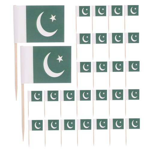 minkissy 200 Stück Kuchenzahnstocher Pakistanische Mini Flaggen Snack Vorspeisen Pick Kleine Cupcake Topper Flaggen Fruchtstäbchen Martini Picks Salatspieß Mini Stick Cupcake von minkissy
