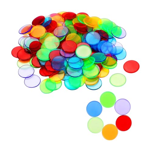 minkissy 200 Stück Teiliges Plastik Zählchips Bunte Bingo Spielsteine Robuste Kunststoffmarker für Mathe Lernen Gruppieren Zählen Belohnungsspiel und Punkte Token Transparent und Gemischt von minkissy