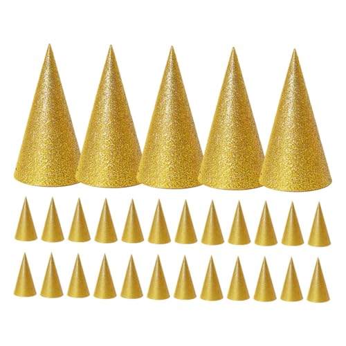 minkissy 24 Stück Teiliges Geburtstag Partyhüte aus Funkelndem Gold mit Elastischem Band Festliche Geburtstagskappen für Erwachsene für Familienfeiern und Kostümpartys Zufällige Farbe von minkissy