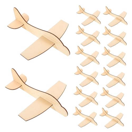 minkissy 24 Stück Teiliges Holzflugzeug Bastelset zum Bemalen DIY Kreatives Feinmotorik und Hand Auge Koordination Sicheres Material für Jungen Mädchen von minkissy
