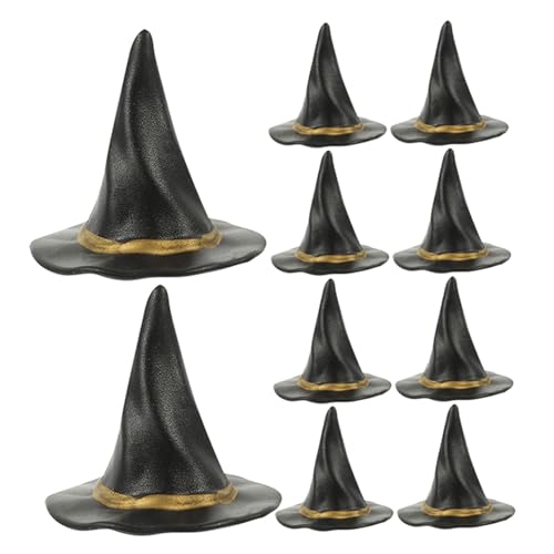 minkissy 24 Stück Teiliges Mini Schwarz Miniatur Hexenhüte für Halloween Bastelprojekte Weinflaschen-dekoration Miniatur-szene DIY Party Tischdeko Hexenhut Figuren für Hexen-cosplay von minkissy
