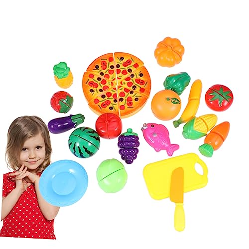 minkissy 24 Stück Teiliges Obst und Gemüse Schneide aus Umweltfreundlichem Kunststoff Pädagogisches Küchenspielzeug für Fördert Kreativität und Fantasie Beim Rollenspiel von minkissy