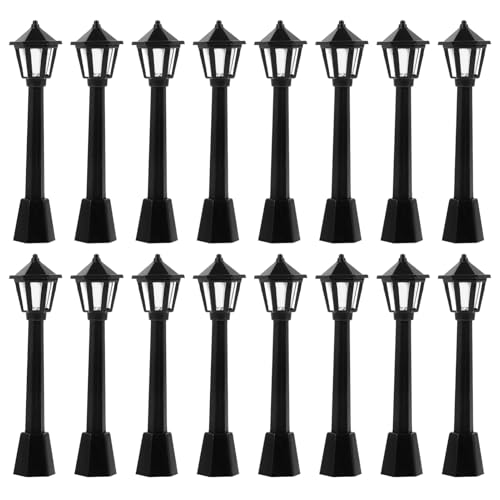 minkissy 25 Stück Miniaturlampen für Mikro Landschaften Vintage Straßenlaternen Dekoration für Puppenhäuser und Hochwertiges und Sicheres Kunststoffmaterial für und Außendekoration von minkissy