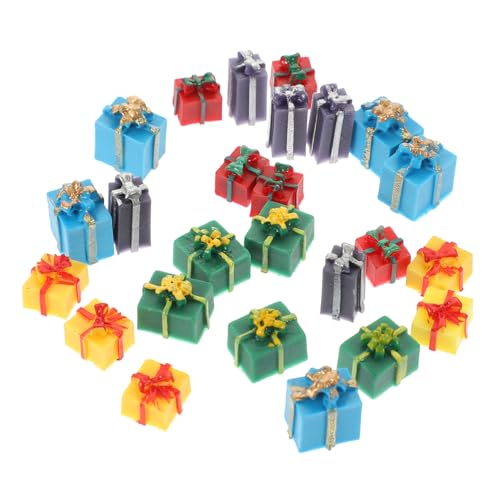 minkissy 25 Stück Teiliges Miniatur Weihnachtsdeko Bunte Resin Geschenkkästchen Stabile Puppenhaus Deko Weihnachtliche Miniaturen für Basteln Tischdeko Festliche Szenengestaltung von minkissy