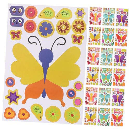 minkissy 27 Blatt DIY Schmetterlings Puzzle Sticker Cartoon Motive zum Basteln und Dekorieren Abziehbare und Sichere Aufkleber für Party und Kreative Kinderhandarbeiten von minkissy
