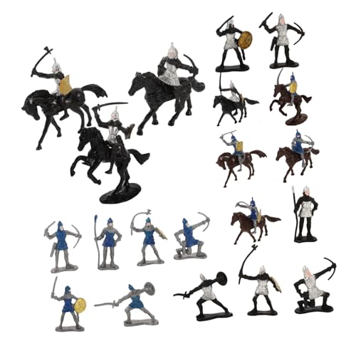 minkissy 28 Stück Miniatur Soldaten Modelle Set Teiliges Reiter und Ritter Figuren Set für Rollenspiele Detailreiche Miniatur Landschaftsdekorationen Mittelalterliche Szenen von minkissy
