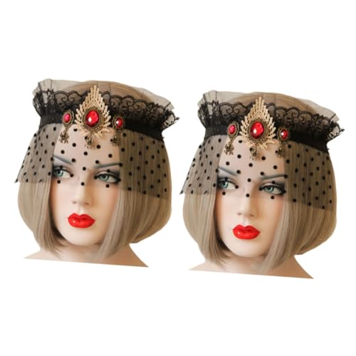minkissy Halloween-Maske 2St schleier Krone Maske Requisiten Kopfbedeckung Halloween-Stirnbänder von minkissy