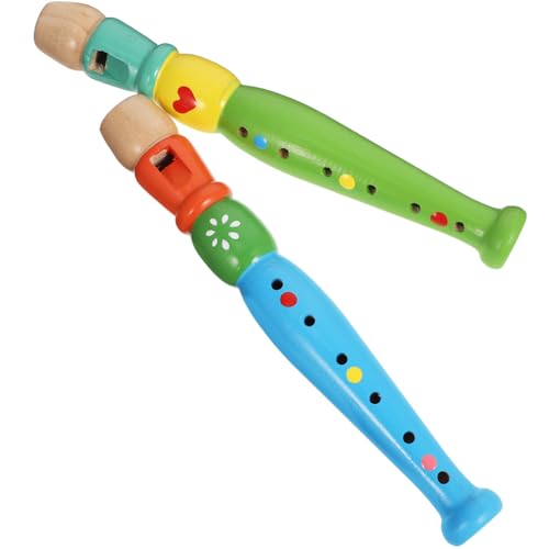 minkissy 2Stücke Holz Piccolo Flöten für Bildungsinstrumente Kreativität und Musikalität für Partys und Unterwegs Farben Zufällig von minkissy