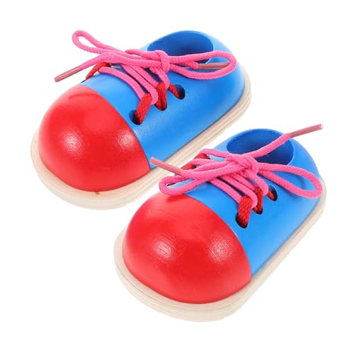 minkissy 2Stücke Montessori Holzspielzeug zur Schnürsenkel für Kleinkinder Fädelaktivität Feinmotorik und Hand Auge Koordination Farbenfrohes Lernspielzeug von minkissy
