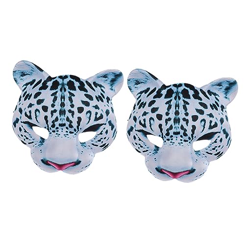 minkissy 2Stücke Schneeleoparden Maske für Halloween Cosplay Halbmaske für Kostümpartys Maskeraden Dekorative Tiermaske mit Realistischem Design Festlichkeiten von minkissy