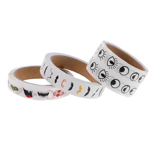 minkissy 3 Rollen DIY Augen-Aufkleber für Selbstklebende Papiersticker mit Cartoon-Augen Mündern und Schnurrbärten Sicher für Bastelprojekte Scrapbooking Schuldekoration Vielseitig und von minkissy