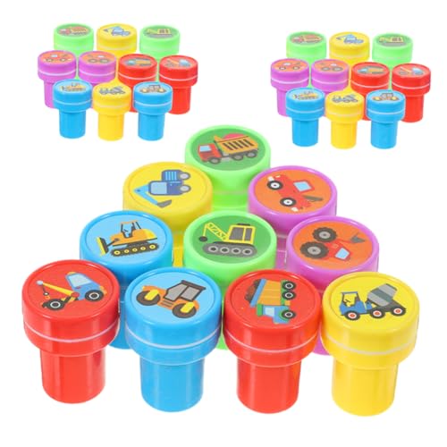 minkissy 3 Sätze Kinderstempel mit Baustellenfahrzeugen Kunststoff Kinderspielzeug für Kreative DIY Basteleien Teiliges Stempelset als Partygeschenk für Schul und Freizeitspaß von minkissy