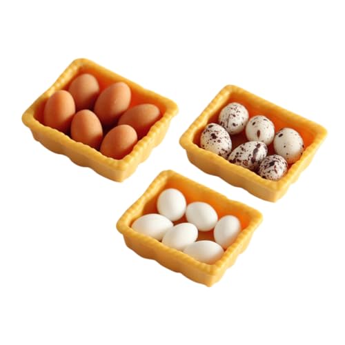 minkissy 3 Sätze Miniatur Eier Modell Set Teilig Realistische Mini Eier Spielzeuge für Puppenhaus Detailreiche Mikro Landschaft Dekoration Sammlerstück von minkissy