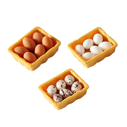 minkissy 3 Sätze Miniatur Eierkartons mit Realistischen Mini Eiern aus Hochwertigem Resin Verarbeitung Farbecht als Miniatur Hausdekoration und Mikro Landschafts Zubehör von minkissy