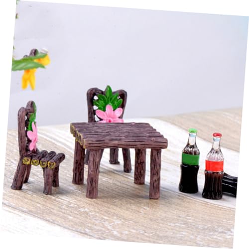 minkissy 3 Sätze Miniatur Gartenmöbel aus Resin Realistische Bonsai Dekoration Puppenhaus Tisch und Stühle Vielseitige Miniaturmöbel für Micro Garten DIY Micro Landscape Zubehör von minkissy