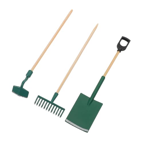 minkissy 3 Sätze Miniatur Gartenwerkzeug Set mit Schaufel Rechen und Hacke für Dekoration von Miniaturgärten von minkissy