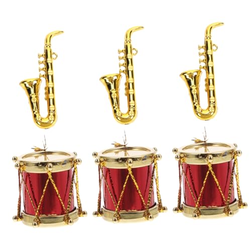 minkissy 3 Sätze Teiliges Mini Musikinstrument Set mit Miniatur Saxophon und Trommel Detailgetreu für Puppenhaus Deko Mikro Szene Foto Requisite Stabile Ausführung Lebensecht Gestaltet von minkissy