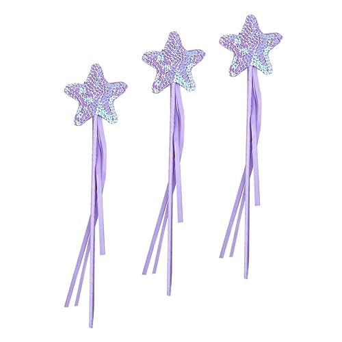 minkissy 3 Stück Feenstäbe für Glitzernde Zauberstäbe mit Ribbons für Geburtstagsfeiern Halloween und Cosplay Dekorative Stern Feenstäbe von minkissy