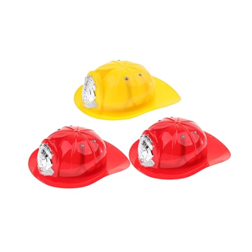 minkissy 3 Stück Feuerwehrhelm für Gelb Rot Rollenspielzubehör für Halloween Kostümpartys Authentisches Design für Gruppenspiele von minkissy