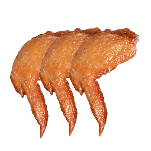 minkissy 3 Stück Künstliche Gebratene Hähnchenflügel Teiliges PVC Deko Realistische Küchen und Tischdekoration Langlebiges Lebensmittelmodell für Zuhause Restaurant Schule Kindergarten von minkissy
