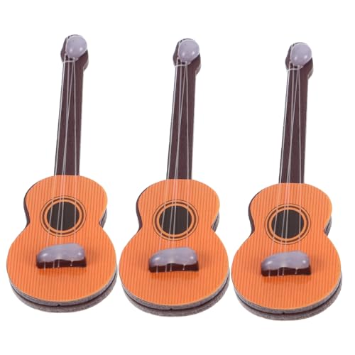minkissy 3 Stück Miniatur Holz Gitarre Modell Musikinstrument Puppenhaus Dekoration Langlebig Realistisch Glatte Oberfläche für Miniaturlandschaft Wohnkultur von minkissy