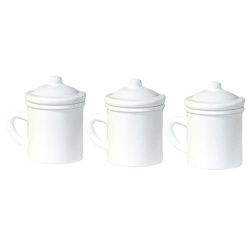 minkissy 3 Stück Miniatur Puppenhaus Zubehör Teiliges Weiße Miniatur Zahnputzbecher Realistisch für Puppenhaus Dekoration Mini Foto Requisiten Tiny Cups für Mini Doll House Accessoires von minkissy
