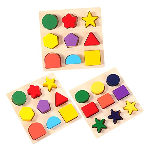 minkissy 3 Stück Montessori Holzformenspiel Teiliges Pädagogisches Sortierspiel für Fördert Farb und Formenerkennung Motorische Fähigkeiten Nachhaltiges Lernspielzeug für Kleinkinder von minkissy