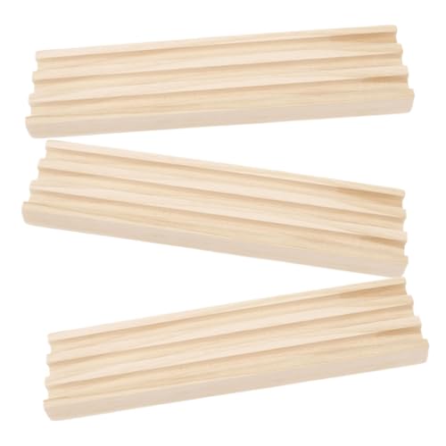 minkissy 3 Stück Teiliges Domino Holz Rack aus Stabilem Naturholz mit Rutschfesten Pads Vielseitig für Mexican Train und Tischspiele Langlebig Glatte Kanten Aufbewahrungs und Spielzubehör von minkissy