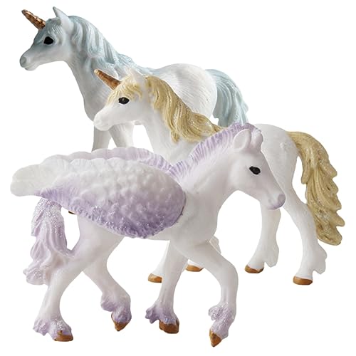 minkissy 3 Stück Teiliges Einhorn Figuren aus Langlebigem Kunststoff Realistische Simulation mit Lebendigen Farben und Detailgetreuen Posen Leichte Tiermodelle für Garten Kinderzimmer und von minkissy