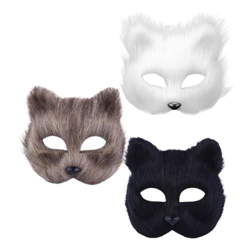 minkissy 3 Stück Teiliges Fuchs Masken Halbgesichtige Cosplay Tiermaske mit Elastischem Band für Halloween Karneval Maskenball Party Zubehör in minkissy 3 Stück Teiliges Fuchs Masken Halbgesichtige Cosplay Tiermaske mit Elastischem Band für Halloween Karneval Maskenball Party Zubehör in von minkissy