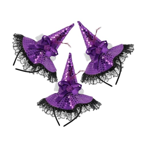 minkissy 3stücke Halloween Hexen Haarband Mit Spitze Und Pailletten Stirnband Für Kostüm Party Cosplay Zubehör Für Frauen Und Mädchen von minkissy