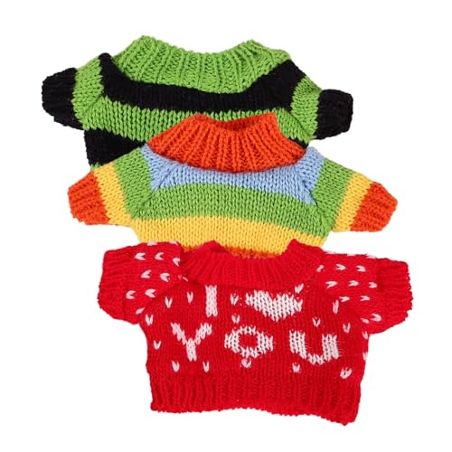 minkissy 3 Stück Teiliges Handgefertigte Puppenbekleidung aus Wollgarn Niedliche Bärenpullover Rot Grün Schwarz und Regenbogen Accessoires für Puppen und Kuscheltiere minkissy 3 Stück Teiliges Handgefertigte Puppenbekleidung aus Wollgarn Niedliche Bärenpullover Rot Grün Schwarz und Regenbogen Accessoires für Puppen und Kuscheltiere von minkissy