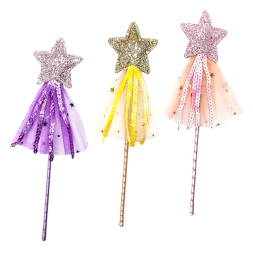 minkissy 3 Stück Teiliges Handgehaltene Sternförmige Feenstäbe für Bunte Leichte Magische Stäbe aus Mildem Material Geeignet Accessoire für Mädchen Ab Jahren von minkissy