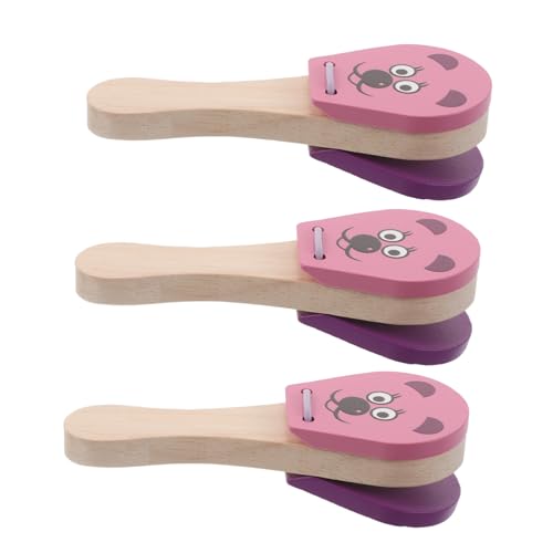 minkissy 3 Stück Teiliges Holzklapper mit Tiermotiven Junge Mädchen Schlaginstrument Ergonomisch für Kleine Hände Frühkindliches Musikspielzeug mit Natürlicher Holzstruktur von Motorik und von minkissy