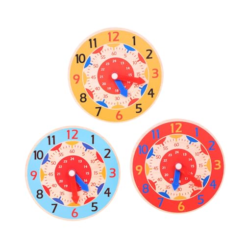 minkissy 3 Stück Teiliges Holzlernspielzeug Bunte Lernuhr Kognitive Zeitlernspiel für Frühe Bildung mit Sicherem Langlebigem Material in Rot Orange Himmelblau minkissy 3 Stück Teiliges Holzlernspielzeug Bunte Lernuhr Kognitive Zeitlernspiel für Frühe Bildung mit Sicherem Langlebigem Material in Rot Orange Himmelblau von minkissy