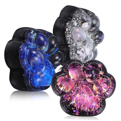 minkissy 3 Stück Teiliges Katzenpfoten Quetschspielzeug aus Weichem TPR Kleines Stressspielzeug für Erwachsene Niedliches Squishy Paw Fidget Toy für Büro Schule Partygeschenke von minkissy