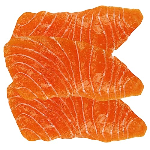 minkissy 3 Stück Teiliges Künstliche Lachsscheiben Lebensmittel Requisiten für Dekoration und Fotografie Lebensechte Simulation von Fischfleisch für Küche und Zuhause von minkissy