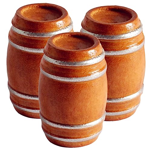 minkissy 3 Stück Teiliges Mini Holzfass Modell Miniatur Weinfass für Puppenhaus Mikro Landschaft Dekoration Miniaturhaus Zubehör DIY Dekoration von minkissy