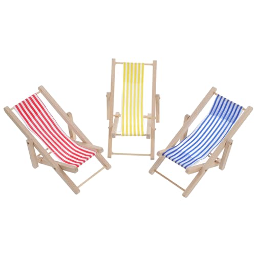 minkissy 3 Stück Teiliges Miniatur Strandliegen Faltbare Puppenhaus Dekoration Strandmöbel für Kreative Szenen Rot Blau Gelb von minkissy