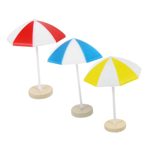 minkissy 3 Stück Teiliges Miniatur Strandsonnenschirm- Kunststoff Modell Sonnenschirm für Puppenhaus DIY Wetterbeständig Kompakt für Mikrolandschaft Garten Basteldekor von minkissy