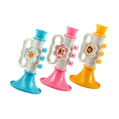 minkissy 3 Stück Teiliges Musikinstrument Trompete Realistische Klangsimulation Bunte Hornform Fördert Koordination und Musikalisches Interesse Geeignet für Kindergarten und Partyjubel von minkissy