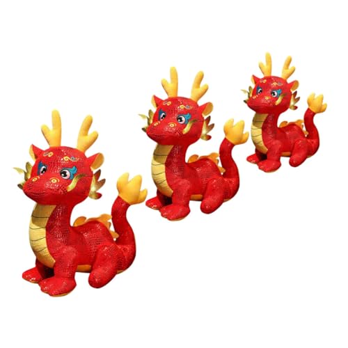 minkissy 3 Stück Teiliges Plüsch Drachen Niedliches Kuscheltier Weiches Stofftier für Zuhause Party und Chinesisches Neujahr Maskottchen Kreatives Drachen von minkissy