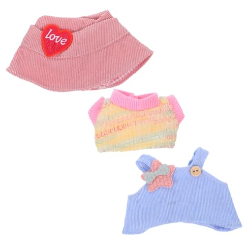 minkissy 3 Stück Teiliges Puppenkleidungsset für Puppen mit Herz-Bucket-Hut T-Shirt und Latzhose Weiches Leicht Anzuziehendes Outfit für Kreatives Rollenspiel und Puppenkleidung Zubehör von minkissy