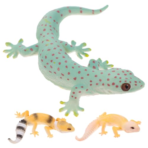 minkissy 3 Stück Teiliges Realistisches Gecko Modell Detailgetreue Reptilienfiguren aus Robustem Material Pädagogisches für Deko für Garten Party und Pflanzen Kleine Simulation von minkissy