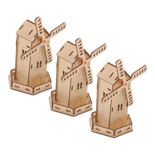 minkissy 3 Stück Teiliges Solar Windrad Bausatz Holzmodell zum Selbstbauen Drehbares Stem Lernspielzeug für DIY Sonnenenergie Windmühle mit Kompletter Anleitung Pädagogisches Bastelset für von minkissy