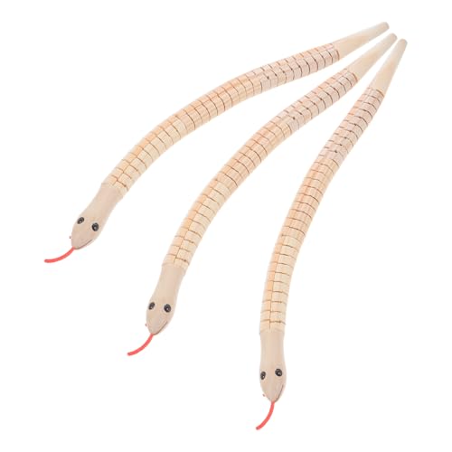 minkissy 3 Stück Unbemalte Holzschlangen Flexibles Schlangenspielzeug aus Holz für Lernspielzeug Kreativität und Tierkenntnis von minkissy